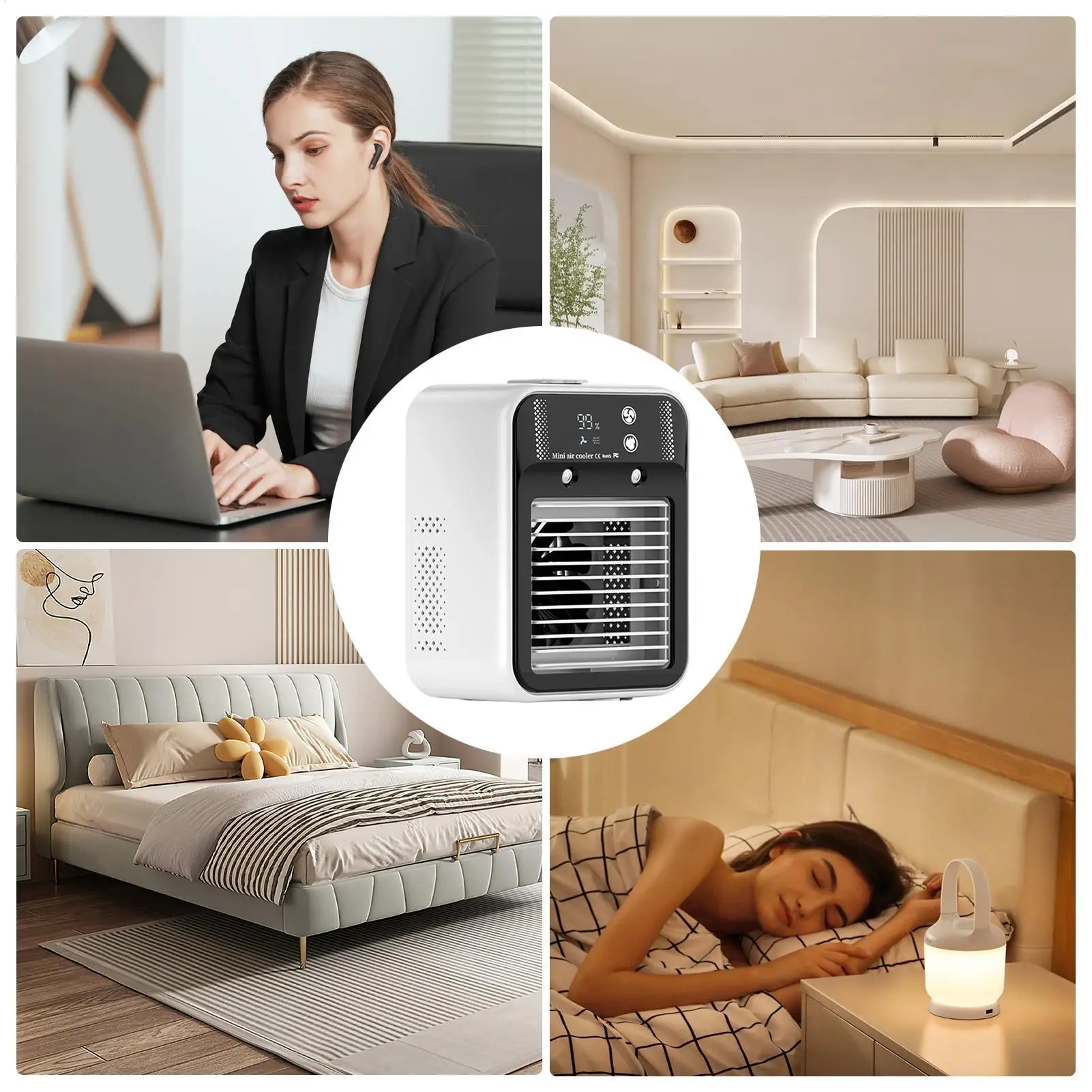 USB Desktop Fan Water Tank Mini Air Cooler Portable Personal Cooling Device 3000mAh Battery Low Voltage Operation Fan for home view 3