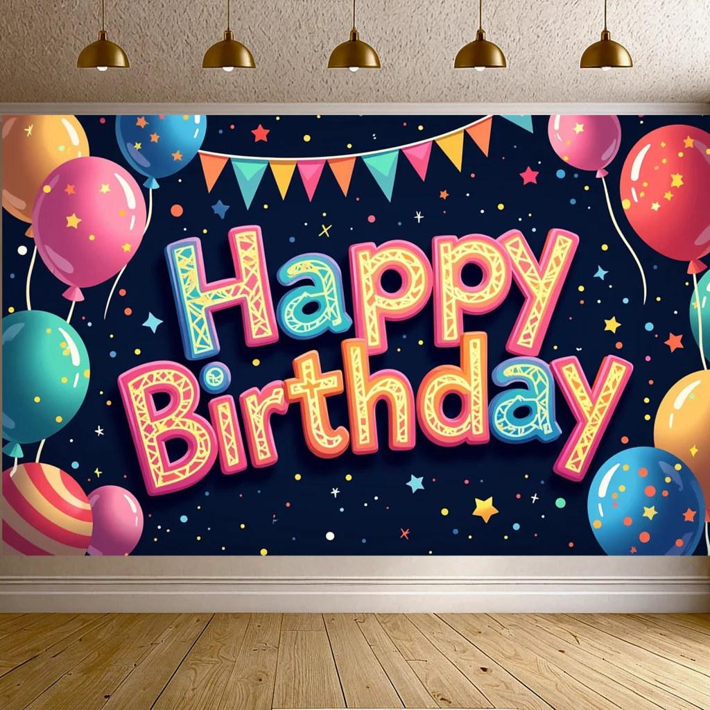 Birthday Backdrop Banner Party Decor Event Background Festive Setting Kids Event Birthday Party Supplies Balloon Garland