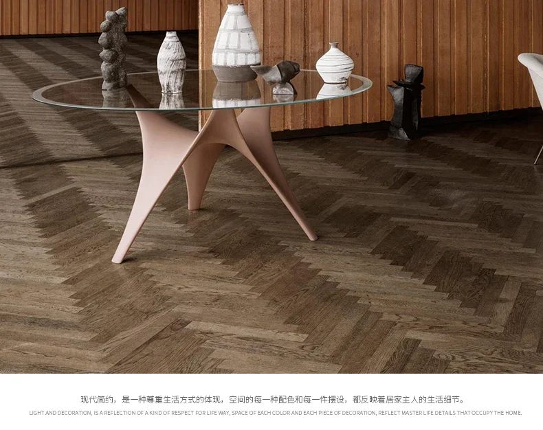 Italian Designer Model Minimalist Tempered Glass Dining Table Modern Simple Home Small Apartment Round Table