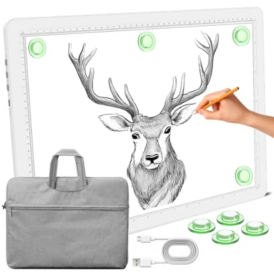 

Magnetic Light Pad Bag Super Bright Light Box Side Button Diamond Art Light Board Lightbox for Tracing and Drawing USB Power Li