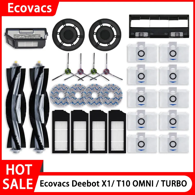 Ecovacs Deebot X1/ T10 OMNI صندوق غبار فرش دوارة أكياس غبار ممسحة قطع غيار الملابس