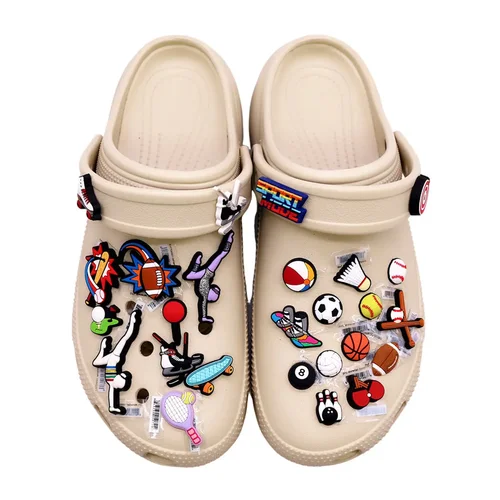 Imagen 2 del producto 1 Uds. Accesorios originales de PVC para deportes atléticos, abalorios para zapatos, Softbol, surf, natación, sandalias de diseñador, decoraciones, hebilla, alfileres de zueco