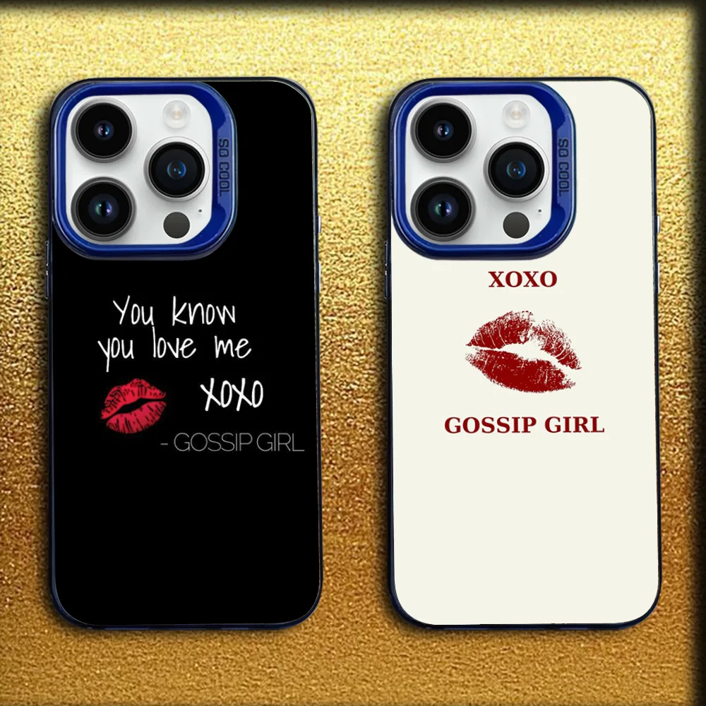 

G-Gossip Girl Design Art Phone Case For iPhone 16,15,14,13,12,11,Mini,Pro,SE,MAX Blue Matte Silicone Cover