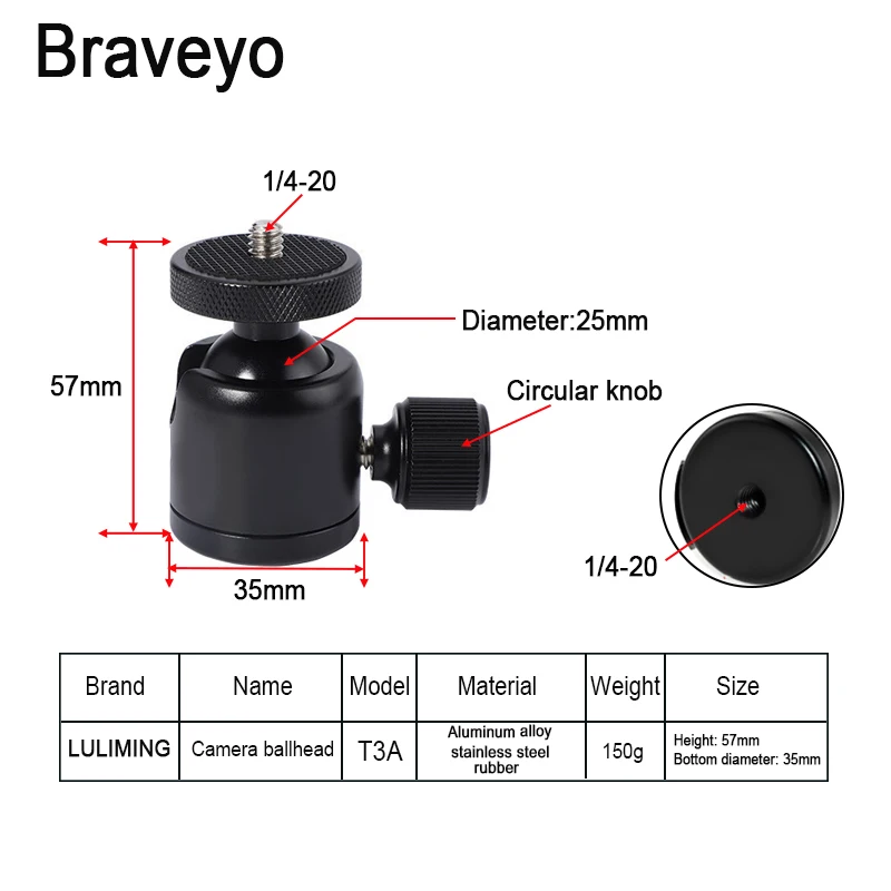 Mini trípode con cabezal de bola y rotación de 360 grados, accesorios de fotografía portátiles, soporte en vivo, adaptador de montaje de Flash, 3/8, 1/4 pulgadas