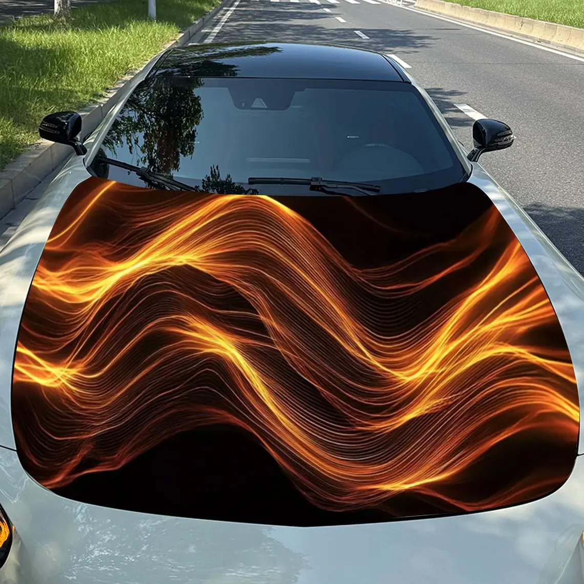 

Abstract Flame Car Hood Stickers, Truck Stickers, Self-adhesive Long-lasting Car Parts, Suitable For Cars, Truck Hood Decoration