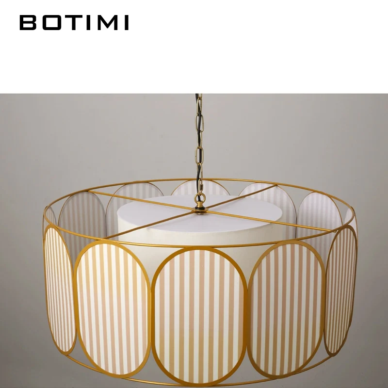 BOTIMI Fabric Art LED Pendant Light For Dining Wire Pendant Island Kitchen Cloth Suspension Luminaire Bedside Lighting