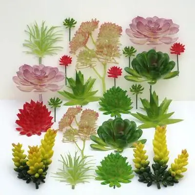 

24Pcs Artificial Succulents Flocking Plants Unpotted Simulated Greenery DIY Home Decor Cacti Picks Imitated Plant Wall Adornment