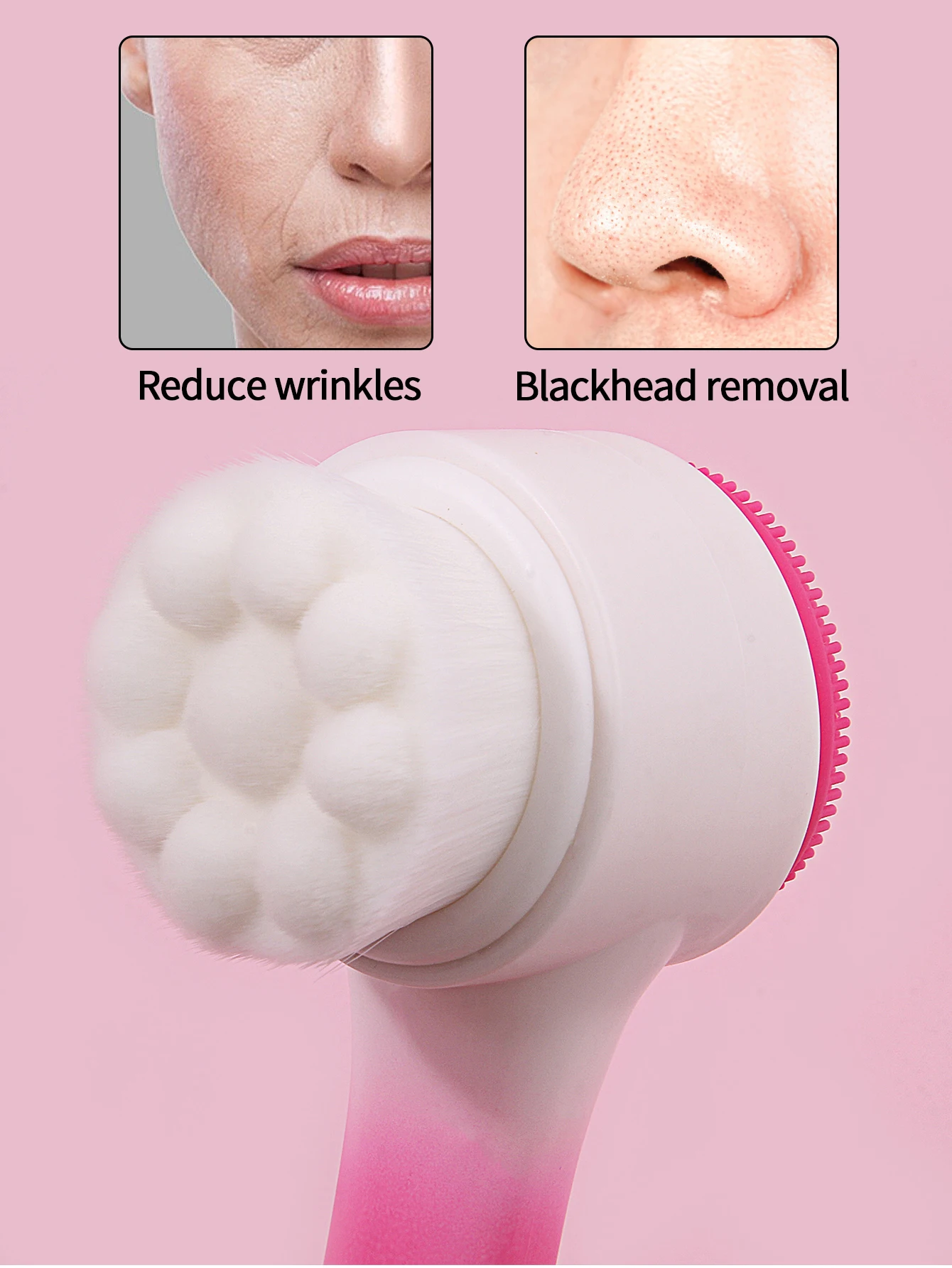 Brosse de nettoyage du visage en Silicone, Double face, produit d'élimination des points noirs, nettoyeur de pores, exfoliant, brosse de gommage du visage
