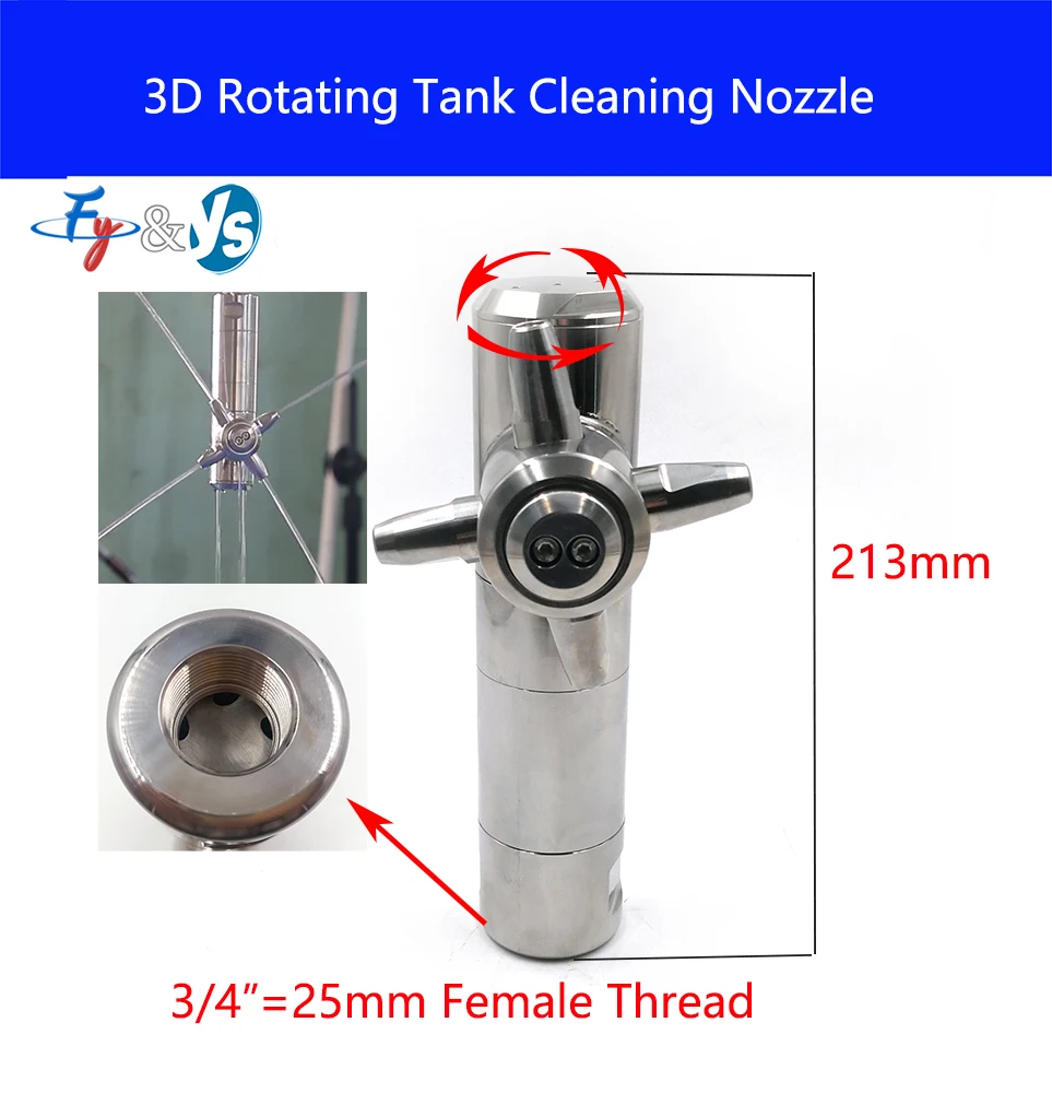 

3D Self-cleaning Orbital Tank Washe 360 Degree Rotating Tank Cleaning Nozzle High End 316 Stainless Steel 3/4 "Female Thread