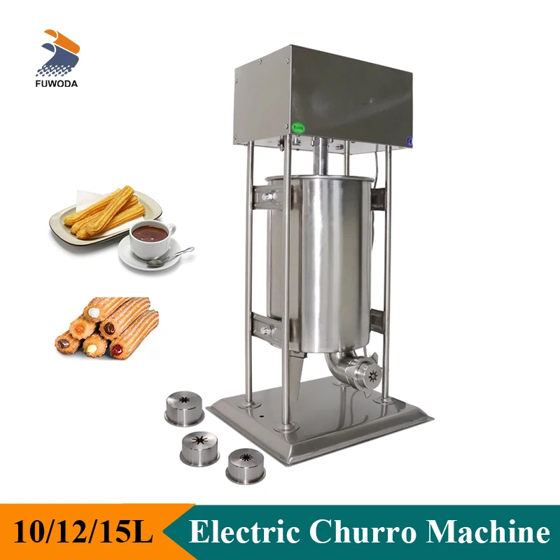 

10L/12L/15L Electric Churro Maker Filling Machine Spanish Snack Latin Fruit Making Machine With 3 Nozzles Kitchenware