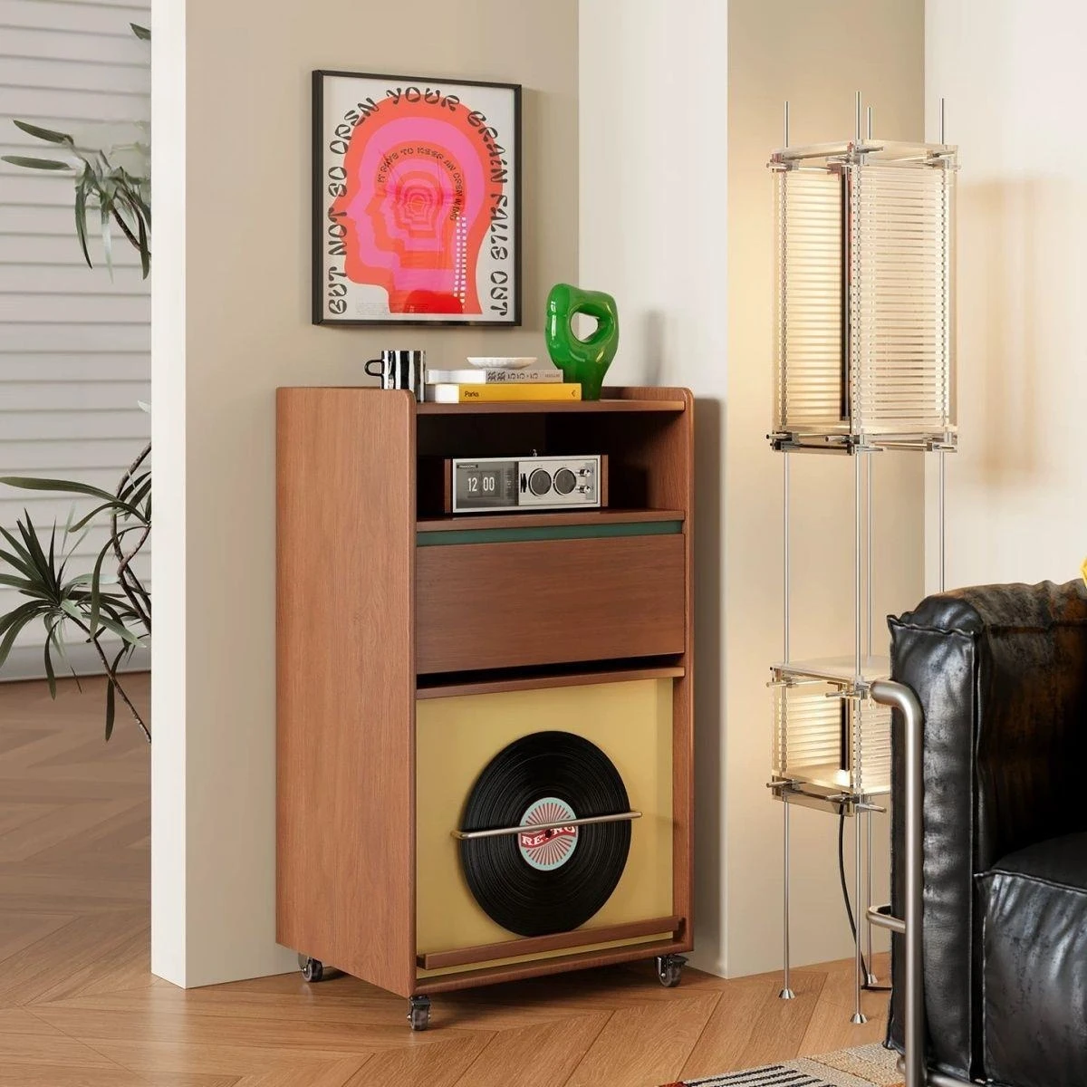 Solid wood sofa side cabinet Side cabinet Movable locker Living room coffee table