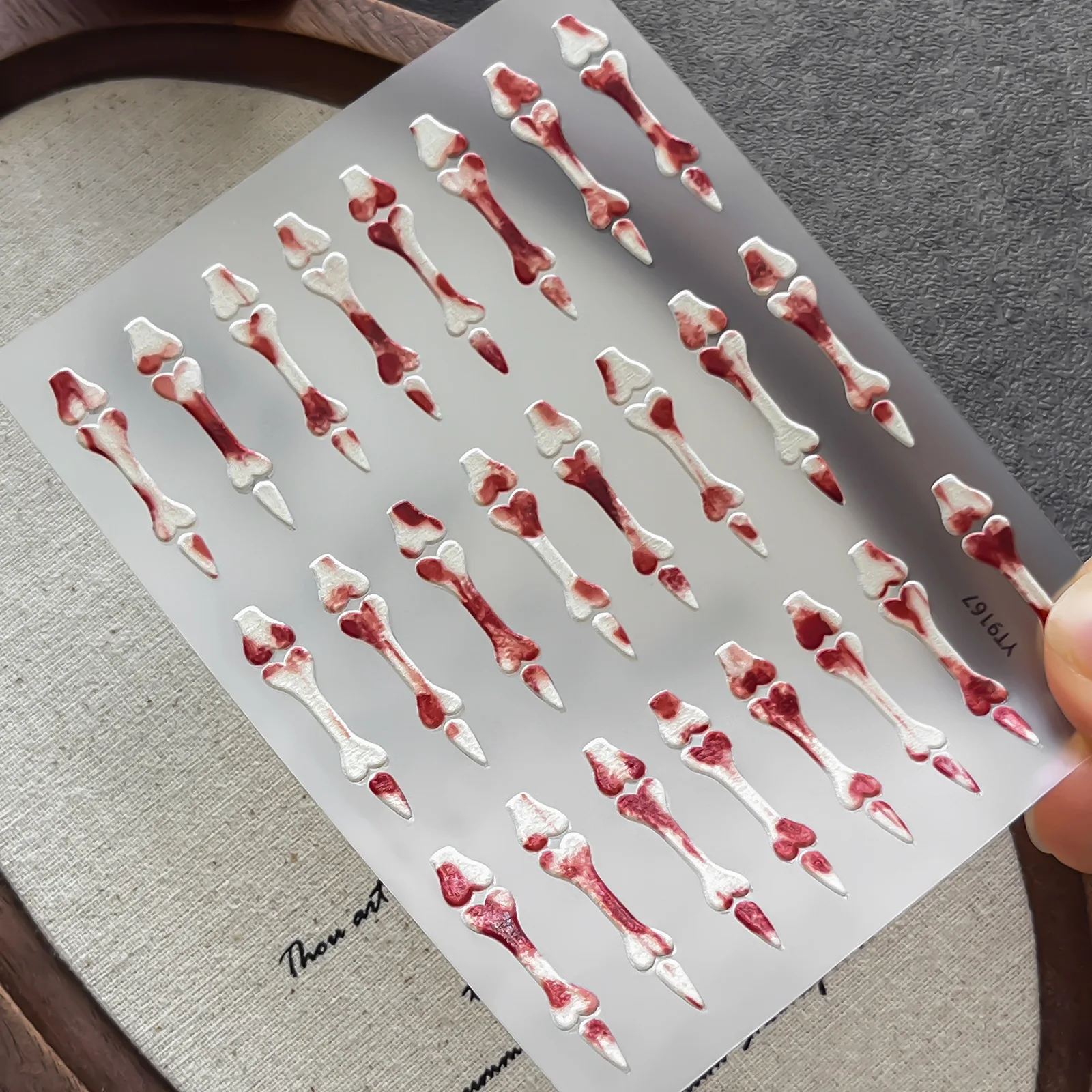 2026 Halloween Embossed Skeleton Nail Stickers with Gold Stamping, Dark Subculture Nail Art Stickers
