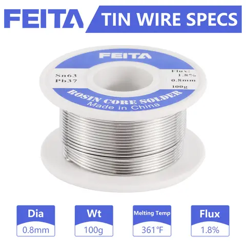 솔더 와이어 63/37 주석 무 세척 로진 코어 0.8/1.0mm 용접 납땜 인두 릴 플럭스 2% 전자 납땜 와이어 롤 20-200g