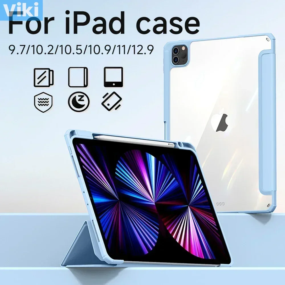 Case For iPad Pro 11 12.9 2022 2021 2020  Tabet Cover for iPad Pro 11 Air 4 5 10.9 10 10th Generatuon Mini 6 Pencil Holder Cases