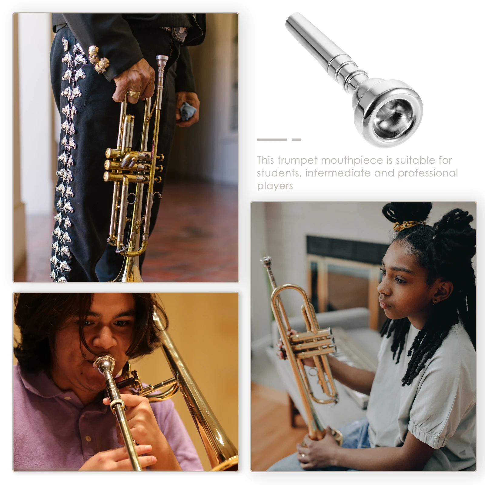 

High Performance Trumpet Mouthpiece Smooth Finish Silver Plated Corrosion Resistant Perfect for Students Professionals Long