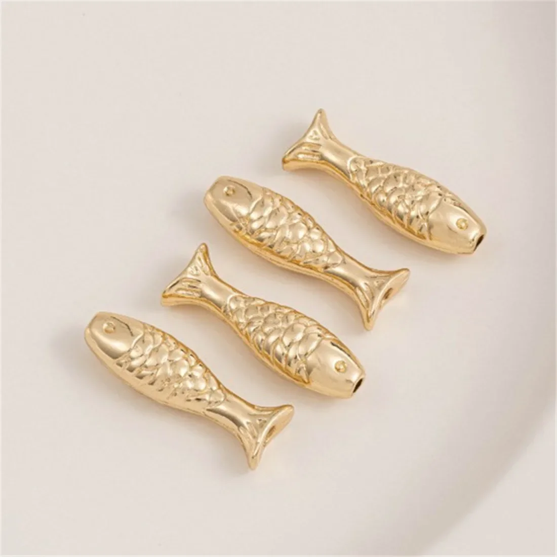 14K Package Goldfish Shaped Tube Bead Through-hole Separated Bead Handmade DIY Bracelet Necklace Accessory Materials C319