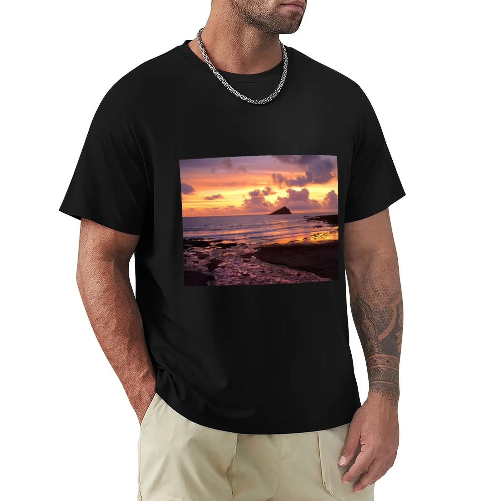 Great Mew Stone Sunset T-Shirt Plus Size Outdoor Casual Top
