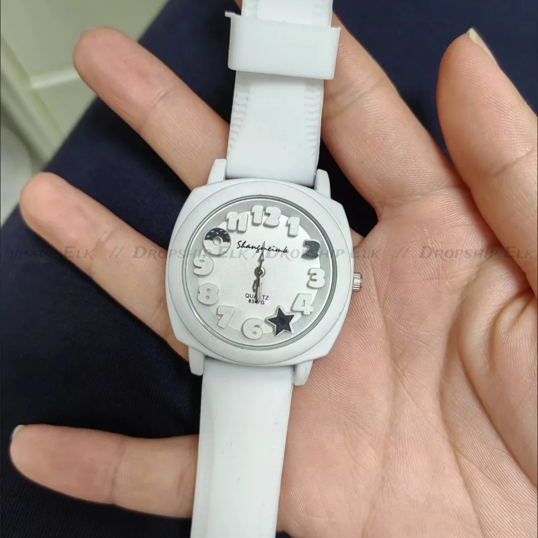 Moda 3d árabe dial feminino relógio bonito doce cor silicone relógio banda relógios quadrados meninas casuais relógios de pulso de quartzo