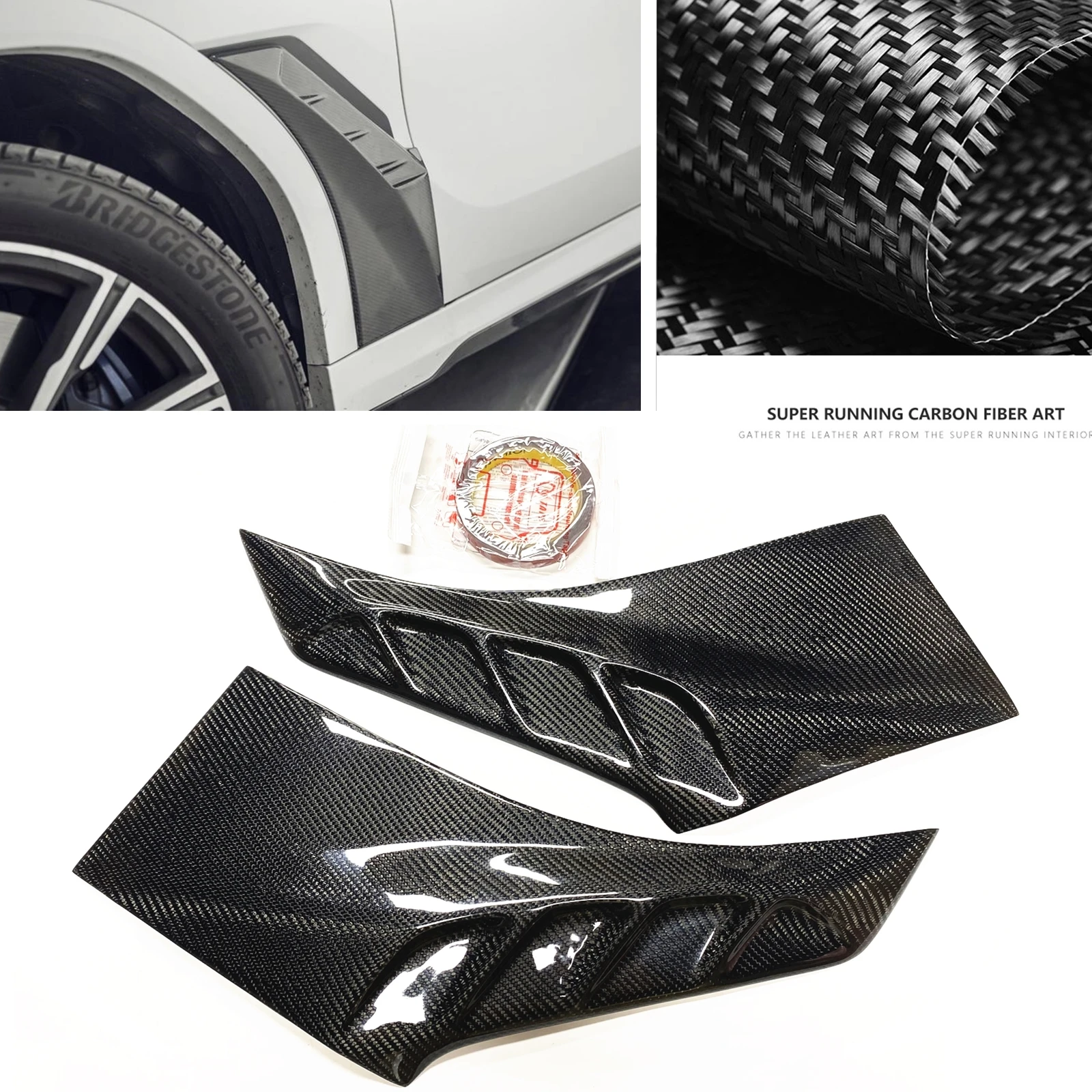 

For BMW X6 G06 M Sport 2020-2022 Side Fender Air Vent Trim Carbon Fiber Car Wheel Eyebrow Outlet Cover Canards Splitter Mudguard