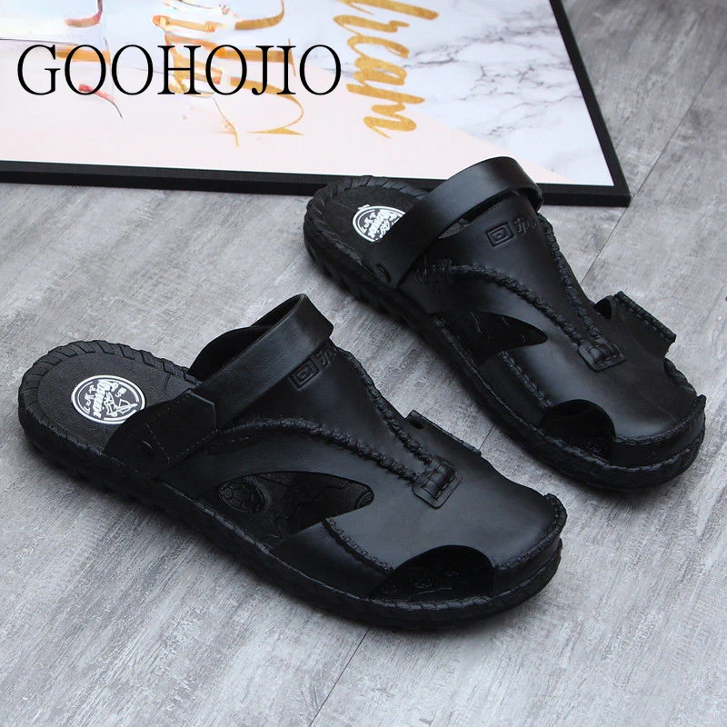 Summer Men Shoes High Quality Men Sandals Slip-on Beach Men Slippers Soft Black Male Sandals Rubber Slippers Wear-resistant