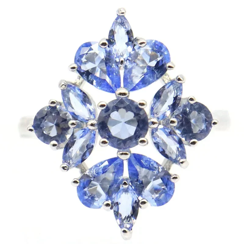 5-グラムカスタマイズされた-925-ソリッドスターリングシルバーカスタマイズされたリングゴージャスなリッチブルーバイオレットタンザナイトアイオライトタンザナイト