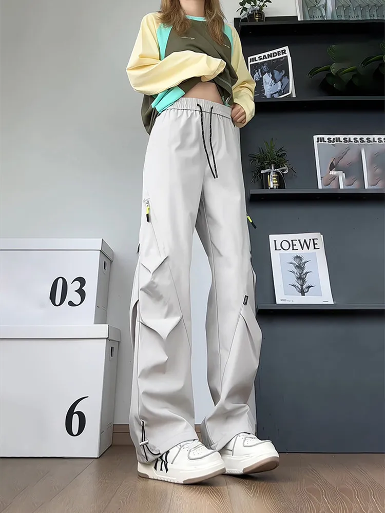 Men's Outdoor Soft  Fleece Lined Cargo Pants Autumn Winter American Style Knife Pleat Bell Bottom Hiking Mountain Climbi...
