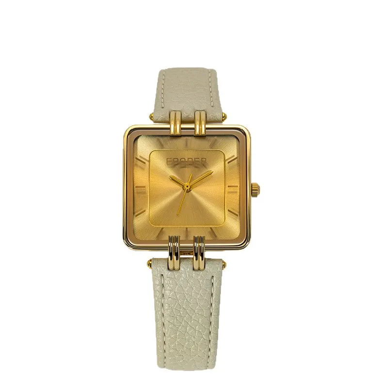

Повседневные деловые простые женские часы с большим циферблатом, универсальные модные водонепроницаемые кварцевые часы с ремешком из воловьей кожи