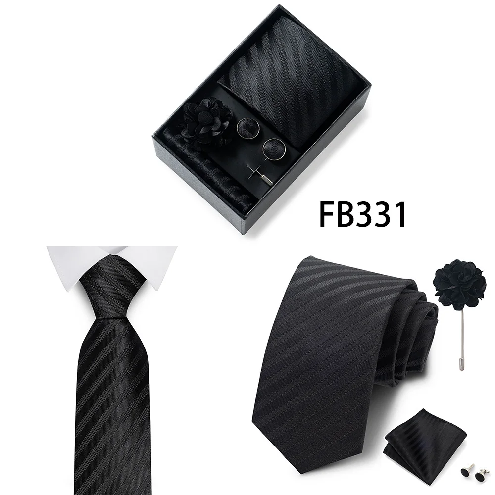 Luxuriöse Mode-Geschenkbox für Herren, 8 cm, Krawatten-Sets, Krawatte, Taschentuch, Manschettenknöpfe, Clip-Brosche-Set, goldener Druck, passend für Hochzeit – Detail 14