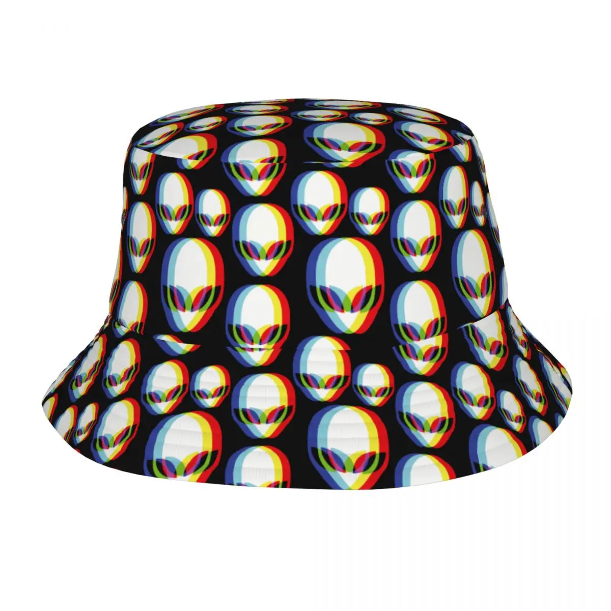 Hip Hop Psychedelic 3d Alien Fashion Bucket Hat Men Women Fishing Hats Trippy Aliens Merch Vocation Getaway Headwear Aesthetic