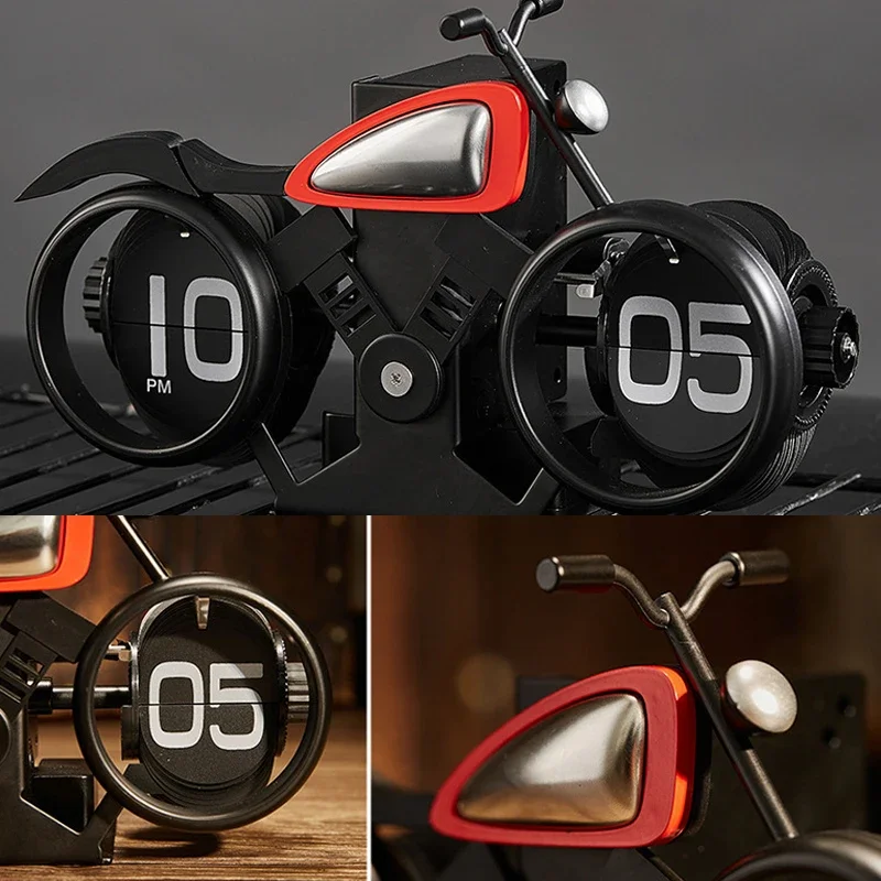 Vintage Flip Page Moto Clock Automatic Page Turning Quartz Time Clocks Decor Home Bedroom Office Desktop Decoration