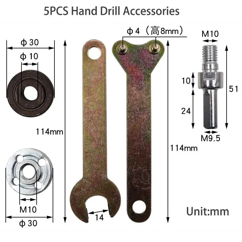 5PCS 10mm Electric Drill To Angle Grinder Connecting Rod Converter Set Grinding Connection Adapter Power Tool For Cutting Disc