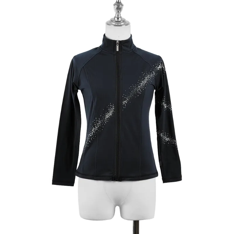 customized figure skating training clothes girls skating suit four season tops jackets women adults' diamond wrapped jackets