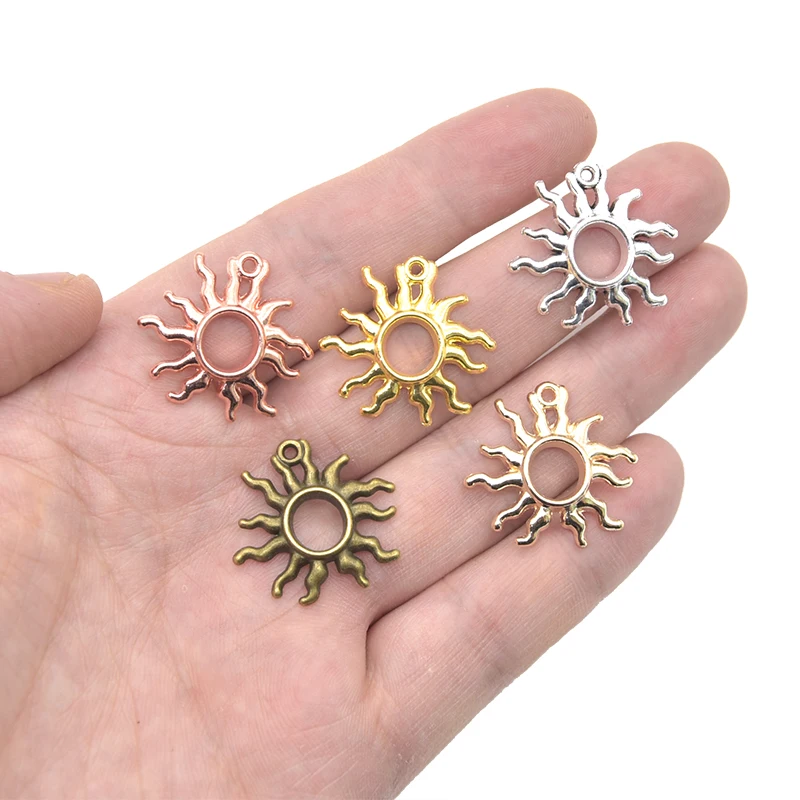 10Pcs 5 Kleur Holle Zon Charms Lichtmetalen Metalen Celestial Hangers Voor Diy Ketting Oorbellen Armband Sieraden Maken Craft Supplies