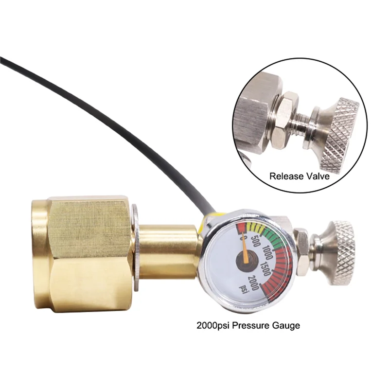 ABLE-ソーダアダプターホース 2000Psi 圧力計付き DUO/TERRA/ART 用 大型 CO2 ボトル、炭酸ボトルにクイック接続