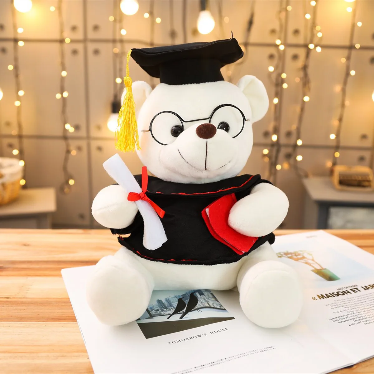 Dr. Bear Doll With Doctor Hat Cute Graduation Souvenir Gift Teddy Bear Plush Toy 23cm