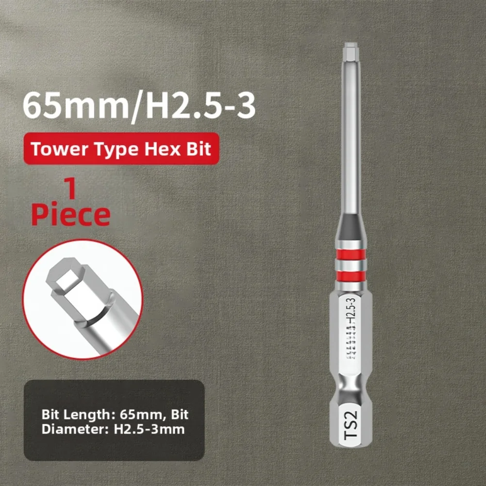 Silver Magnetic Hexagon Screwdriver Bits Set Pagoda Socket Design For Electric Drill Wrench Size Driver Tools 65mm
