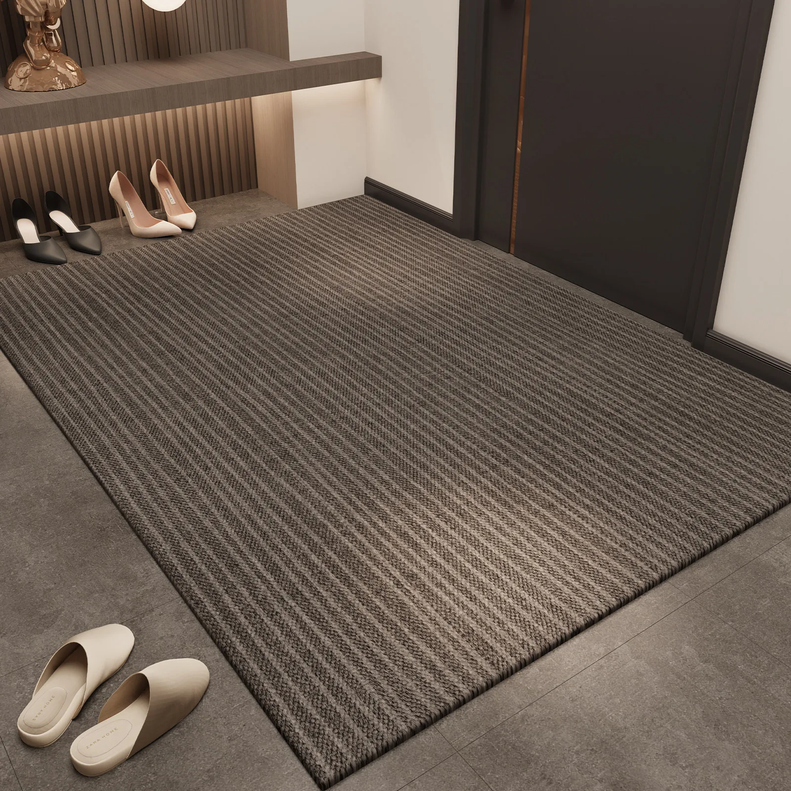 Solid Color Luxury Plush Circle Velvet Entryway Doormat Non Slip Stain Resistant Floor Carpet For Home Living Room Entrance