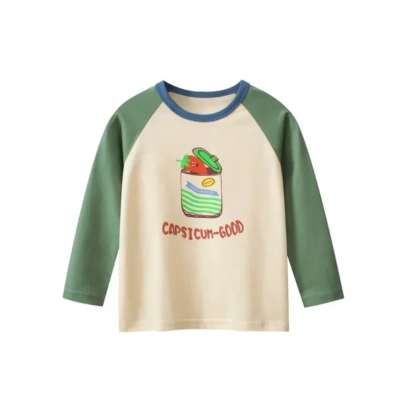 2025 Spring Autumn New Boys Letters Print T-Shirt Children's Casual Long Sleeve O-Neck Cotton Tees Shirt Boy Top Kids Outfit