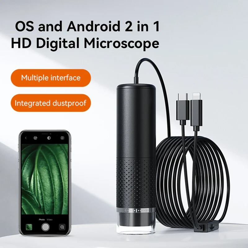 

Handheld Digital Microscope Camera 50X-1600X USB Pocket Microscopes Camera With 8 Adjustable LED For Ios Android Durable