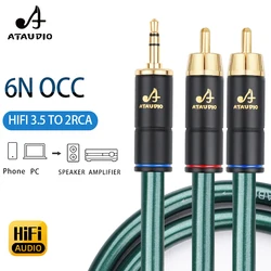 Hifi Stereo 3.5mm to 2RCA Cable High Quality 2RCA to AUX 3.5 Y Splitter Audio Cable For DJ Speaker Turntable Amplifier Car