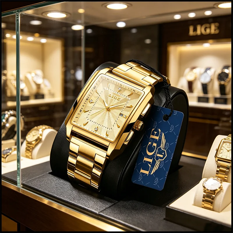 LIGE Men's Luxury Watches Waterproof Luminous Men Watch Sports Stainless Steel Quartz Wristwatch Man Business Clock Montre Homme
