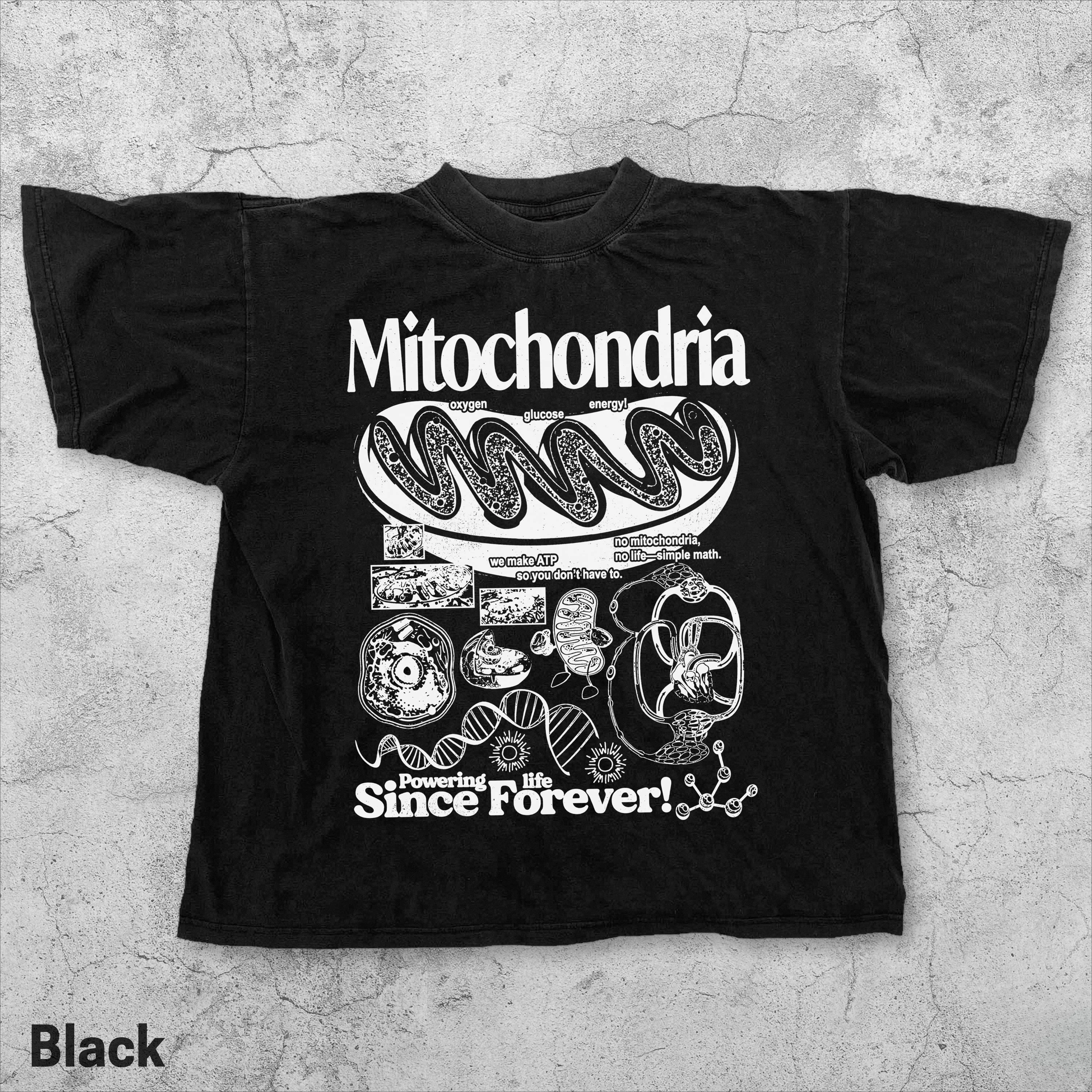 T-shirt Mitochondrial Retro Science, T-shirt à motif biologique rétro, T-shirt humoristique de laboratoire geek avec diagramme cellulaire académique des années 90, haut de gamme pour les passionnés