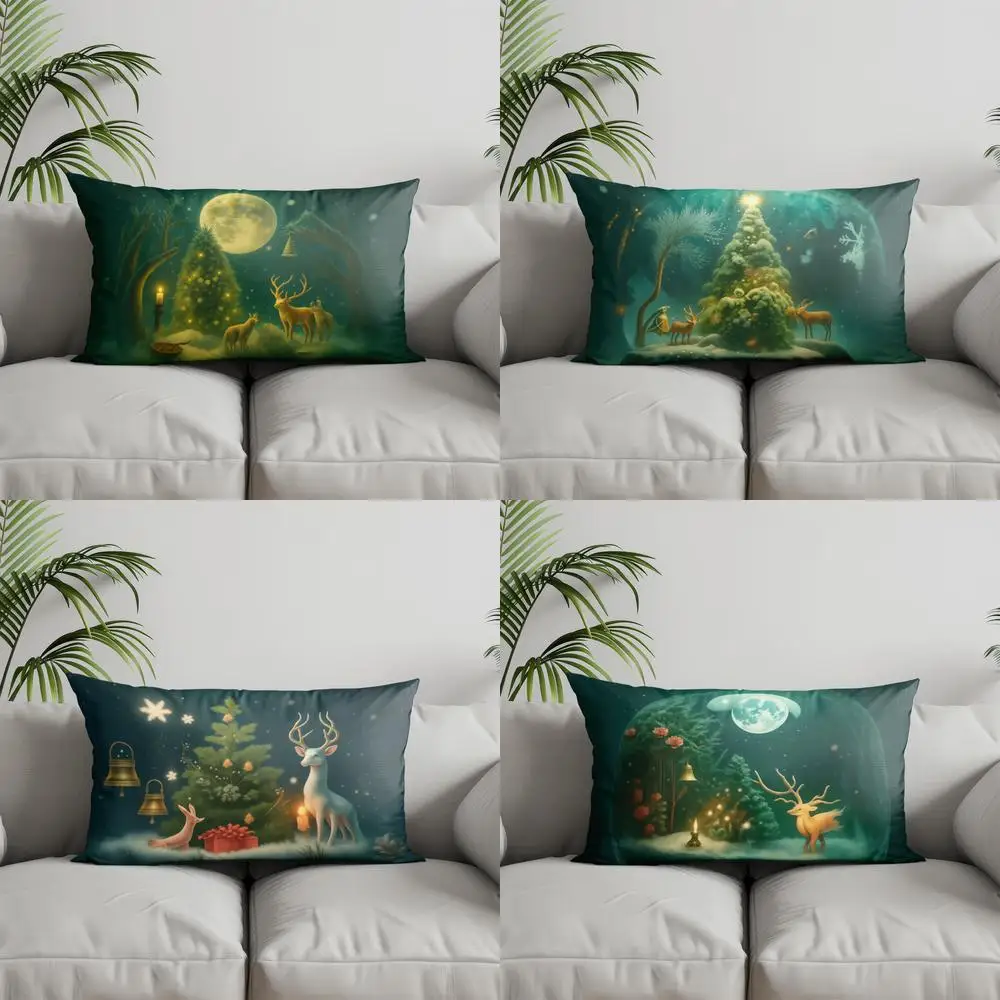 Home Decor Enchanted Forest Moonlit Scene Suitable For Sofa Bedroom Car Pillow Cover Cushion Rectangular Back Cushion