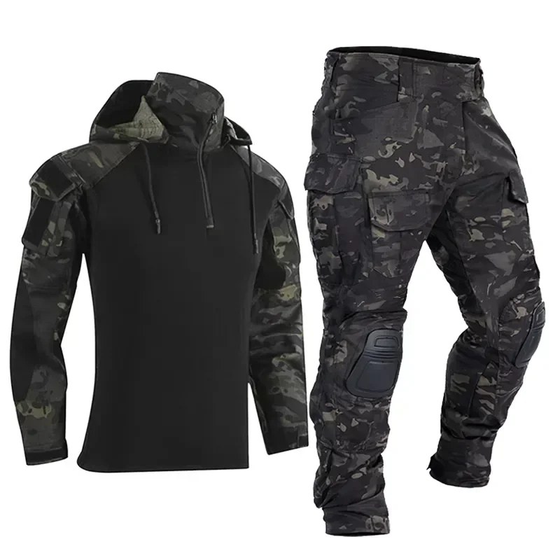 Multi Pockets Camouflage Suit Knee Pants Shirts Uniform Pads Clothing Cargo Combat Airsoft Work Wild