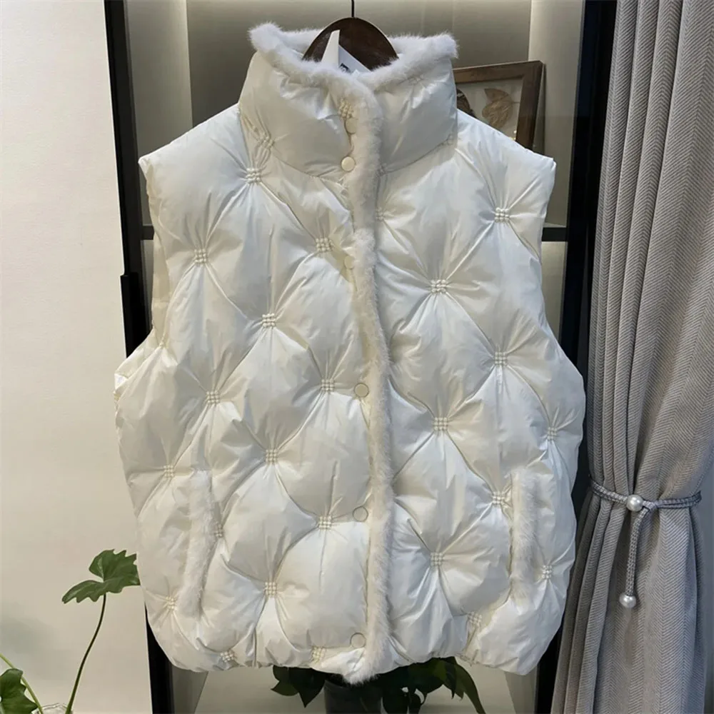 

Хлопковый жилет на пуху из искусственного норкового волоса, осенне-зимний модный универсальный теплый жилет без рукавов, удобная женская короткая куртка