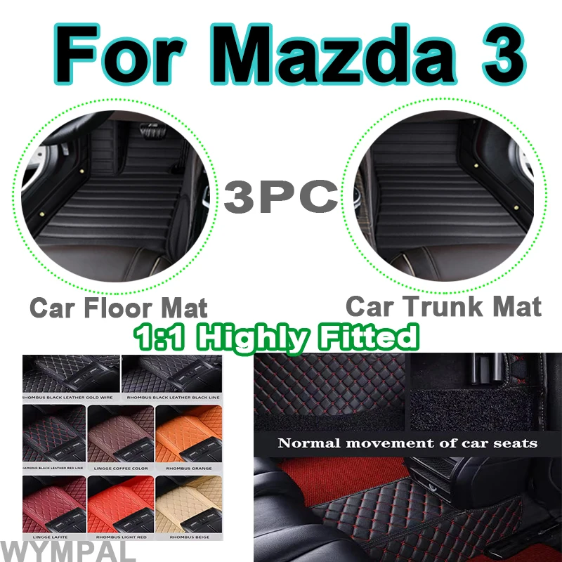 

Luxury Custom Car Floor Mats For Mazda 3 2006 2007 2008 2009 2010 2011 2012 Auto Foot Pads Auto Carpet Cover Interior Accessorie