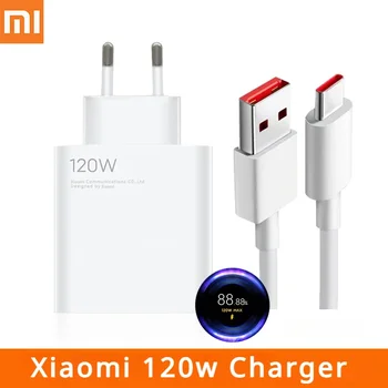 Xiaomi-Carregador Rápido com Cabo de Dados Tipo C, Adaptador UE, Carregamento Rápido, 6A, 12S, 12T Pro, Mi10 Ultra, Mix4, Note 11, 11T Pro, 5G, 120W