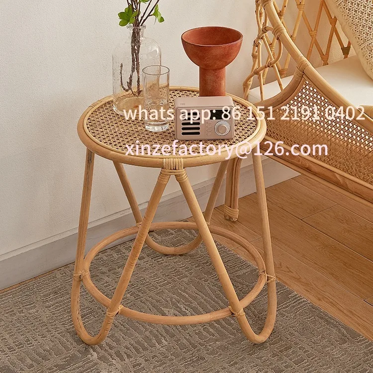 Customizable rattan glass, small coffee table, simple and modern creative side table