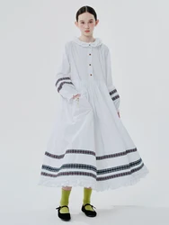 imakokoni spring new pure cotton white lace collar long temperament dress 244530