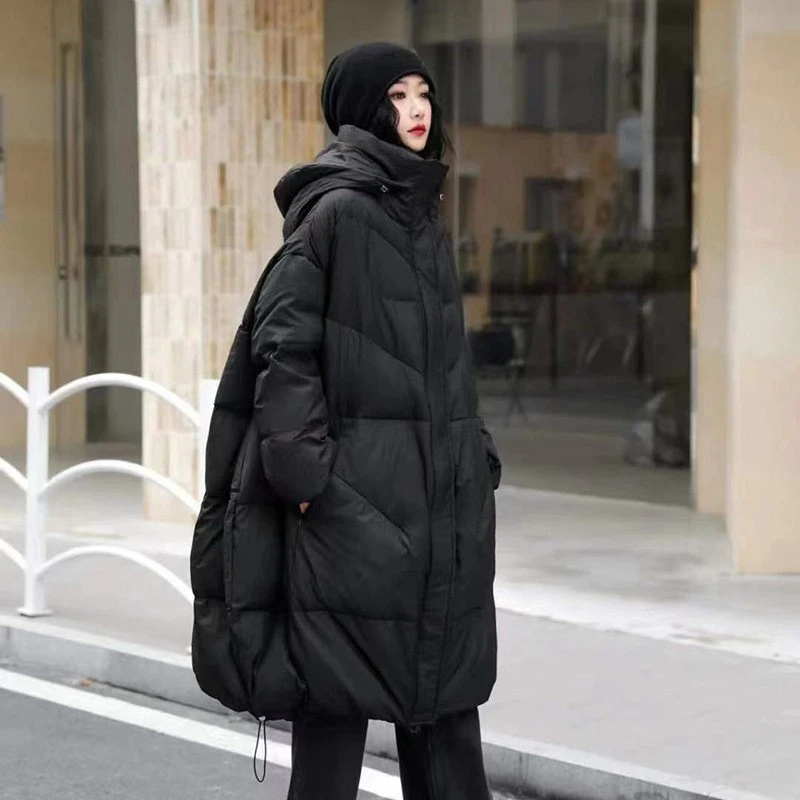 Doudoune Mi-Longue à Capuche pour Femme, Parka Épaisse et Chaude, Simple et Décontractée, Hiver